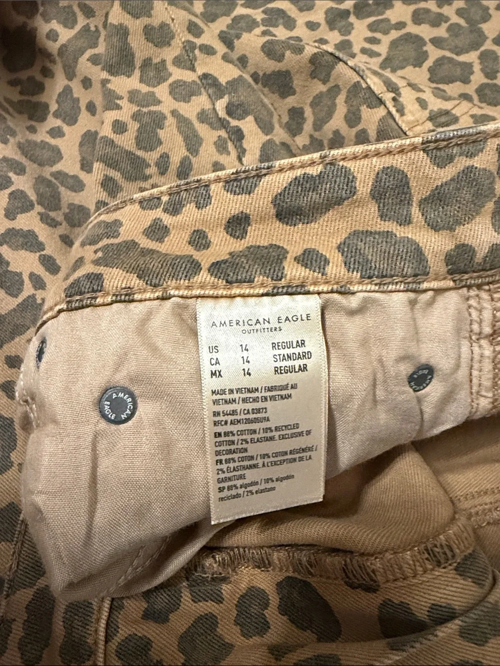 American Eagle Outfitters Leopard Print Stretch Jeans - Tan and Brown - Picture 4 of 7